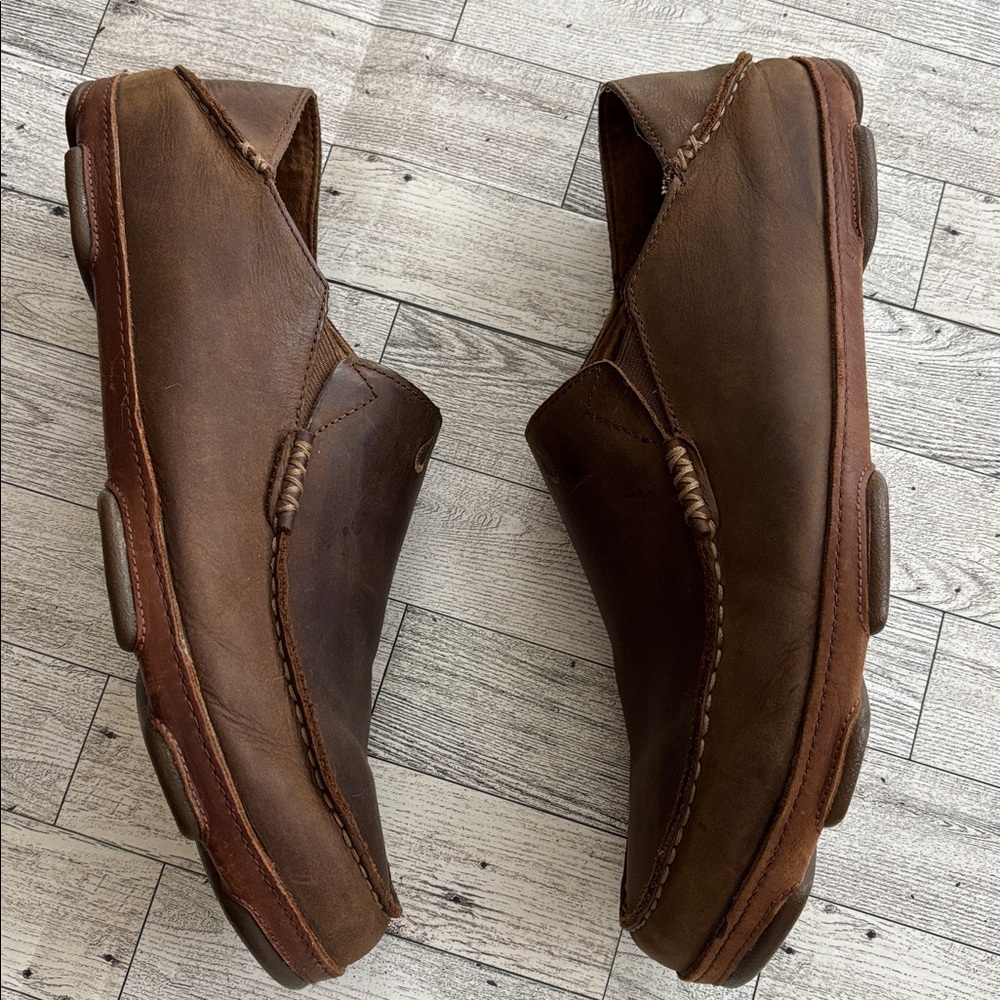 OluKai Moloa‎ Men’s 13 Nubuck Slip-on Loafers Shoes Wood Dk Java Brown - Picture 5 of 10